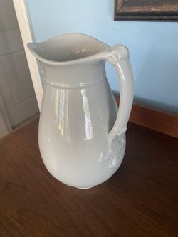 Large White Ivory Stone Pitcher - Excellent Condition