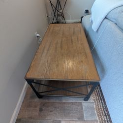 Rectangular Wood And Metal Coffee Table