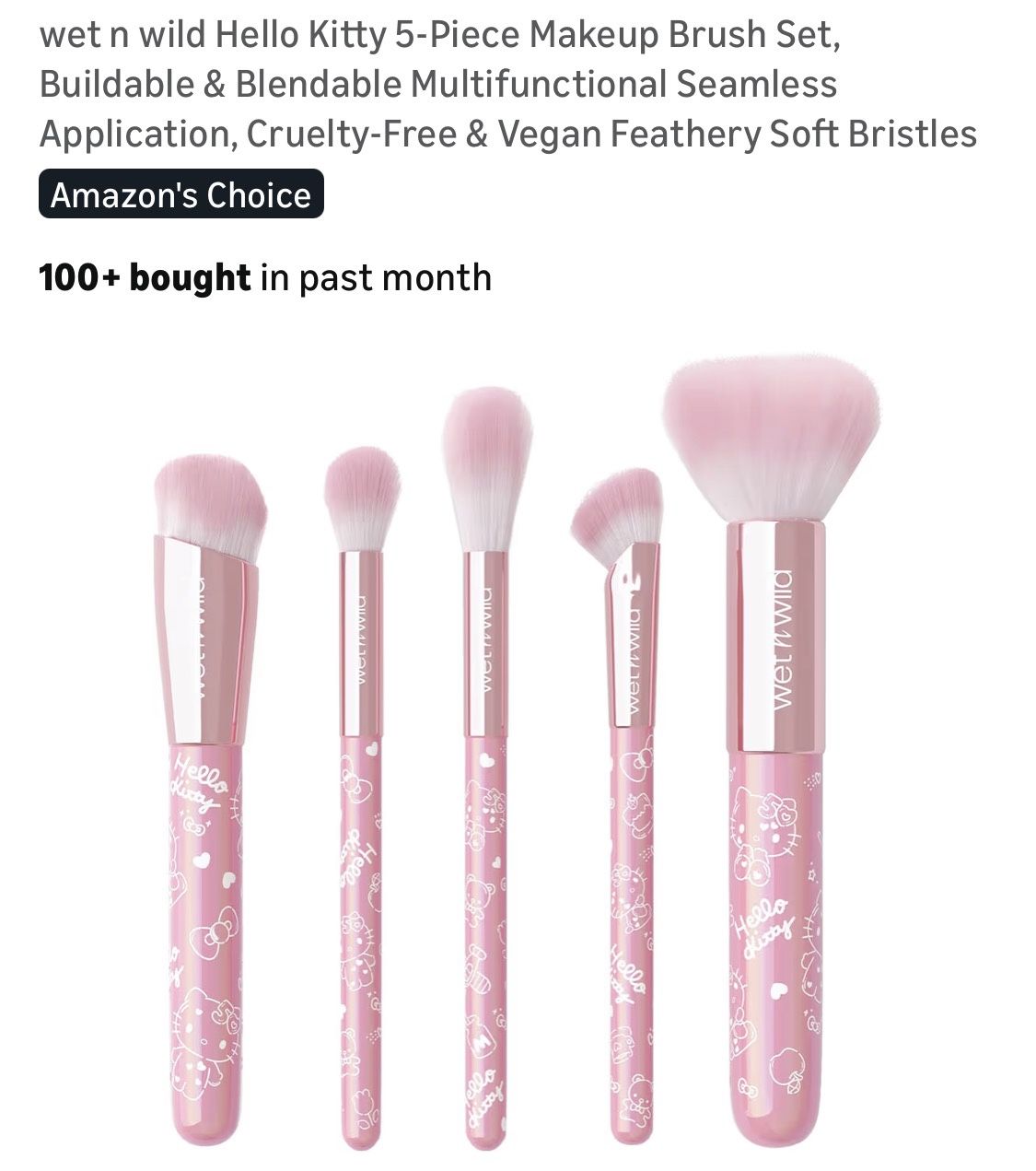 Hello Kitty 5pcs Makeup Brushes Set, New