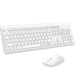 Wireless Keyboard and Mouse Combo, Full Size Silent Ergonomic Keyboard and Mouse, Long Battery Life, Optical Mouse, 2.4G Lag-Free Cordless Mice Keyboa