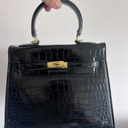 Hermes Black  Crocodile Bag