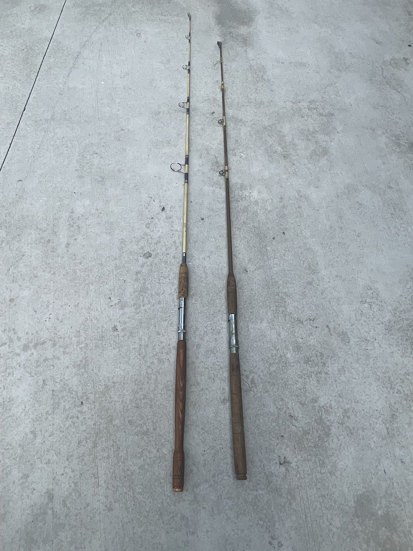 (2) Vintage deep sea fishing poles