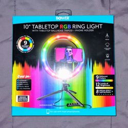 NEW 10" Tabletop RPB Ring Light With Ballhead Tripod & Phone Holder