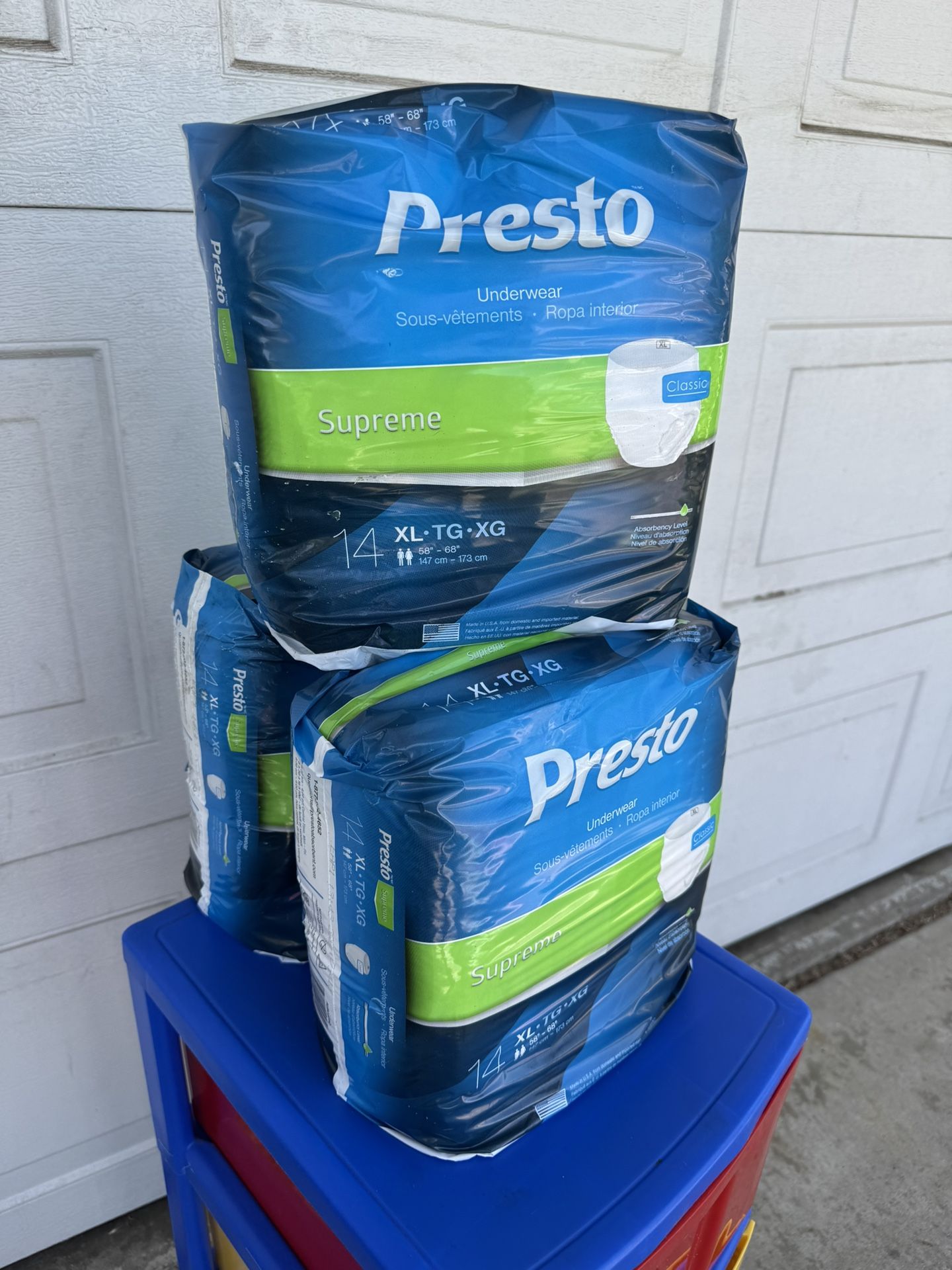 Presto Supreme Adult disposable Underwear (14ct) Size XI $10 Each