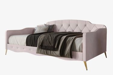 Bed Pink twin w gold color legs