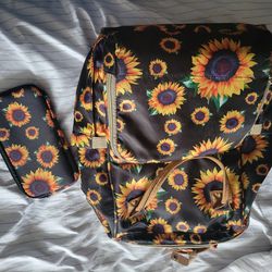 Sunflower Diaper Bag W/ Pouch
