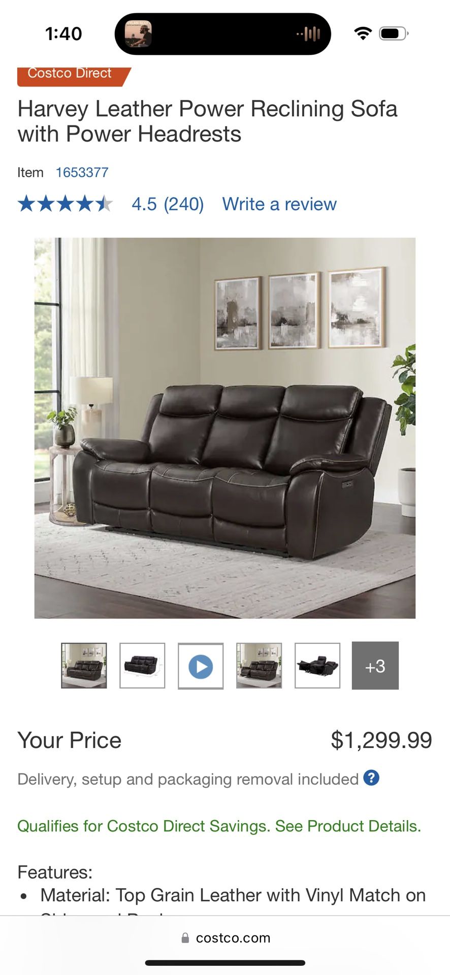 Harvey Brown Leather, Reclining Loveseat, And Sofa for Sale in