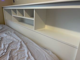 White Bookshelf Headboard - King/Queen/Full
