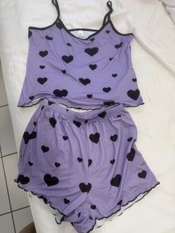 Purple Heart Print Pajama Set
