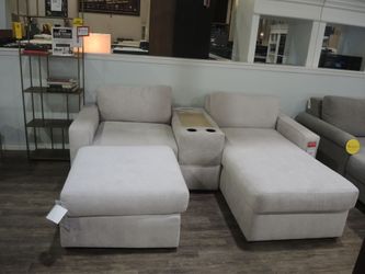 Select Gray 3-Piece Sleeper Sectional w/ Storage Console – As-Is Clearance