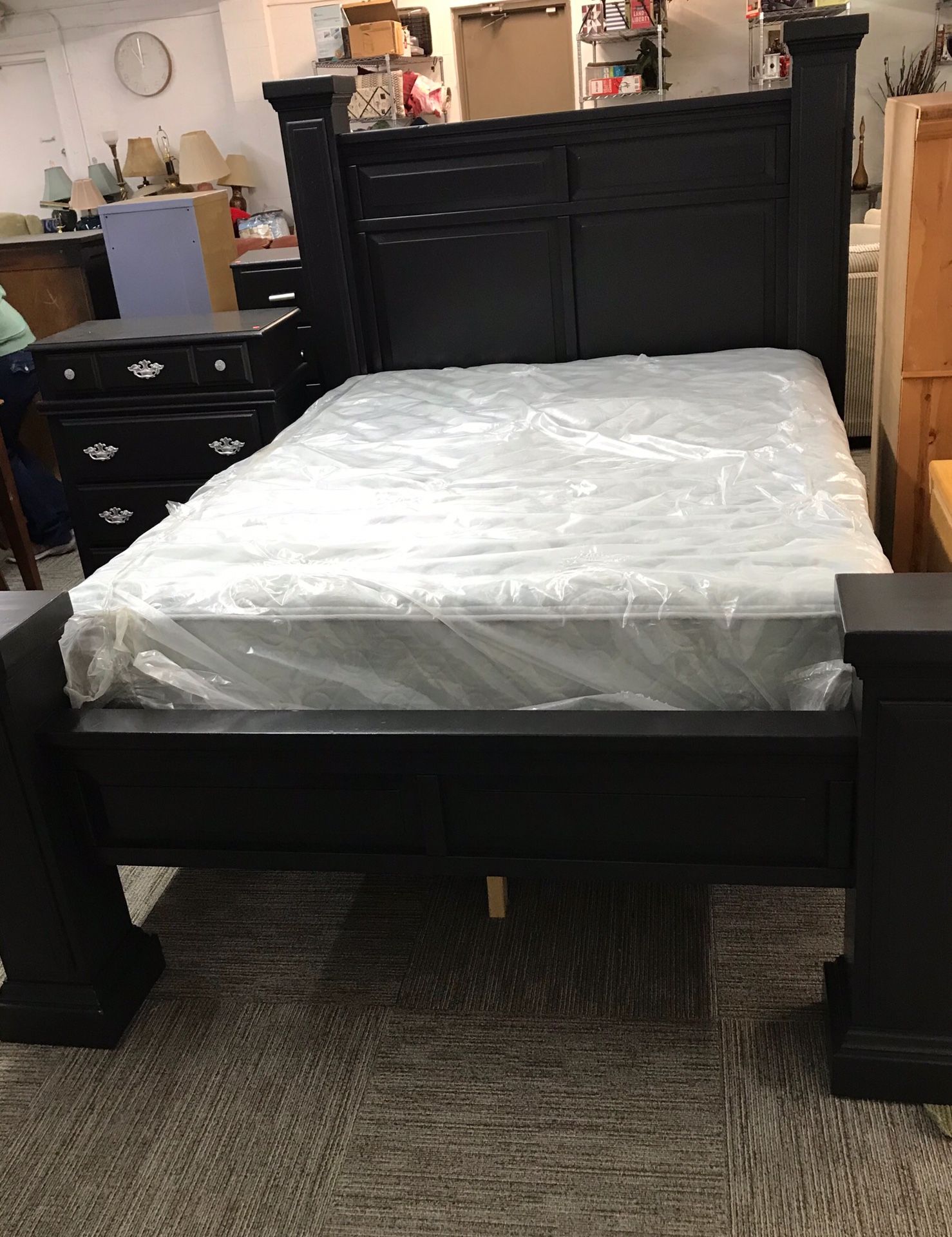 Queen bed set frame only -$199.00 with mattress and box springs -$349.00