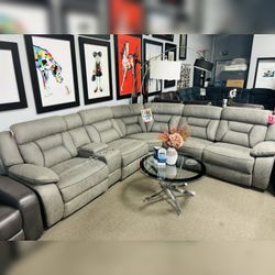 Gray Power Sectional recliner