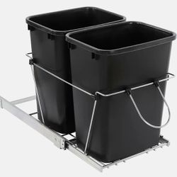 Pull Out Trash Kitchen Under Cabinet Waste Container Double Garbage Can 35 Quart