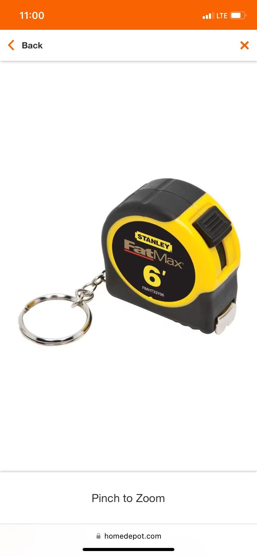 Stanley FATMAX 6 ft. x 1/2 in. Keychain Pocket Tape Measure Brand New