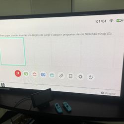 Nintendo switch regular with blue joycons, dock to connection tv + charger. 