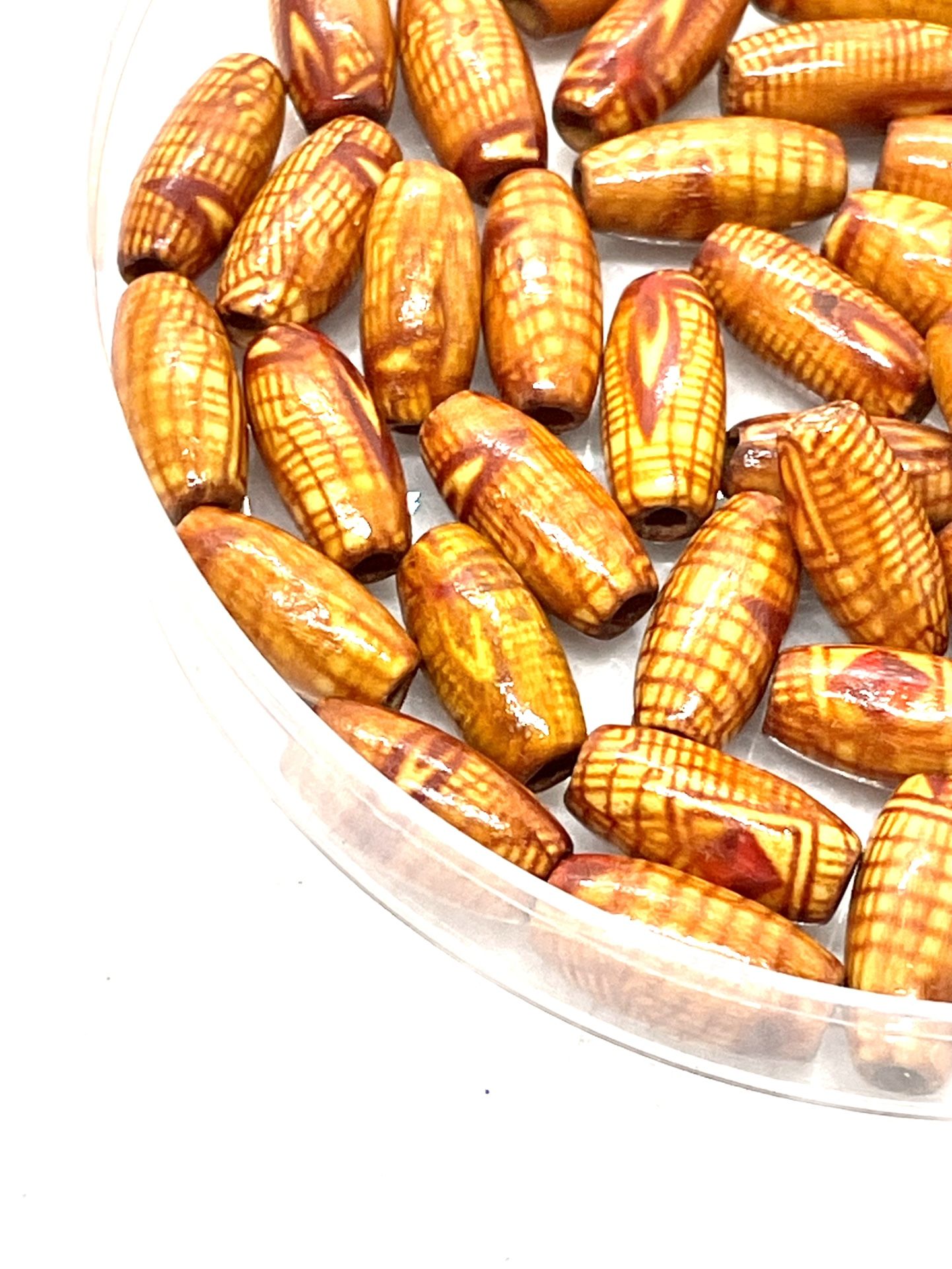 Lot Of 53 14mm Mosaic Wood Beads