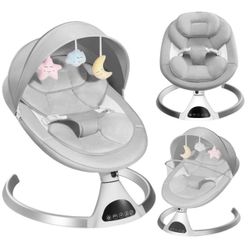HARPPA Electric Baby Swing for Infants with Bluetooth Music, 5 Sway Speed, Remote Control, Gray Brand New B769