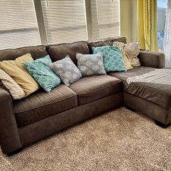 Living Spaces L-Shaped Sectional - Good Condition + Pillows!