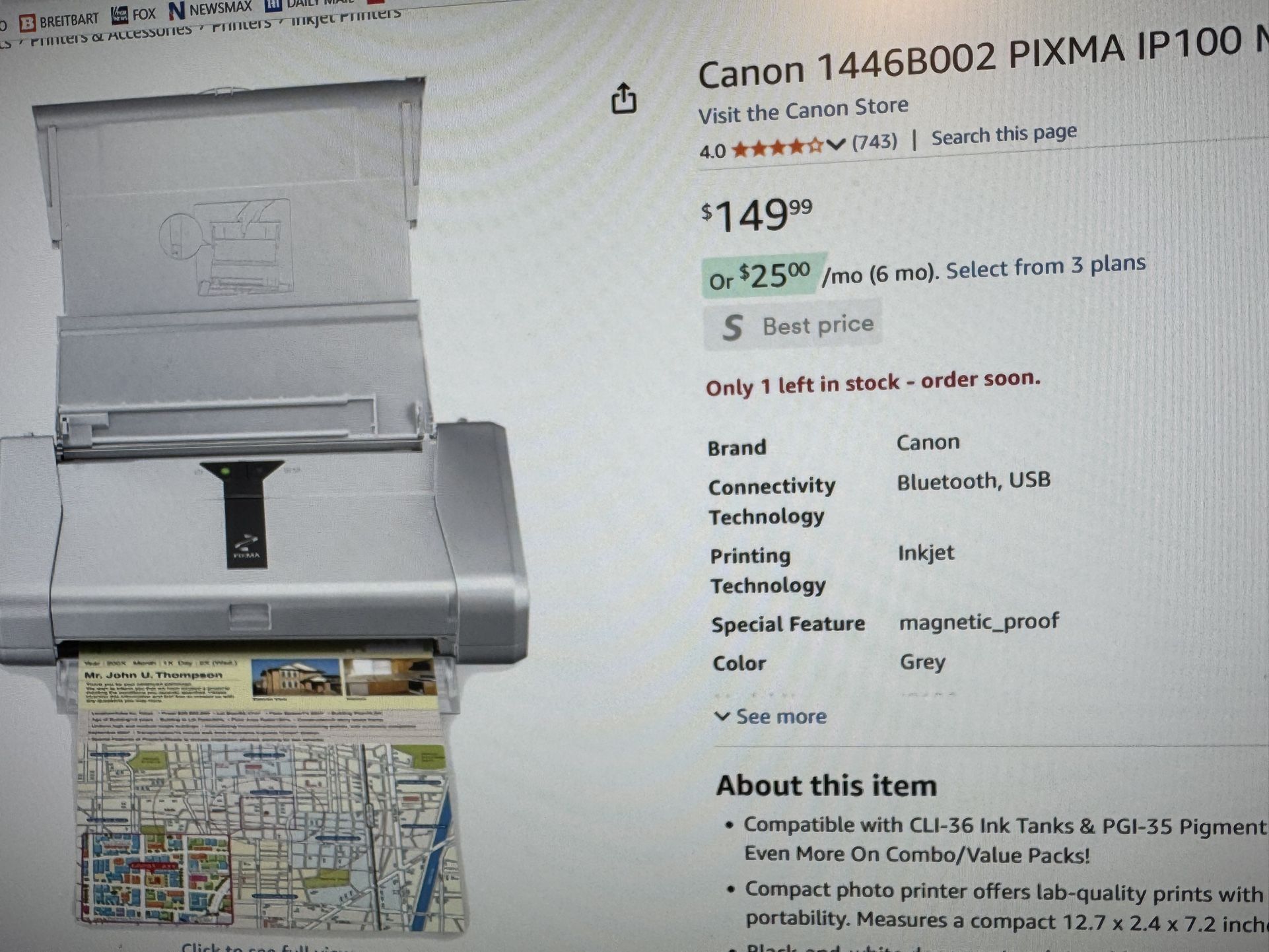 Cannon Portable Printer