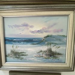 D. GORDON Vintage Sandy Beach Oil On Canvas Painting Impressionist 21x16”