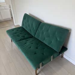 Green Velvet Couch Futon For Sale