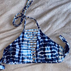 Blue Tie-Dye halter bikini top