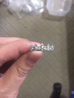 Silver Rhinestone Princess Crown Ring