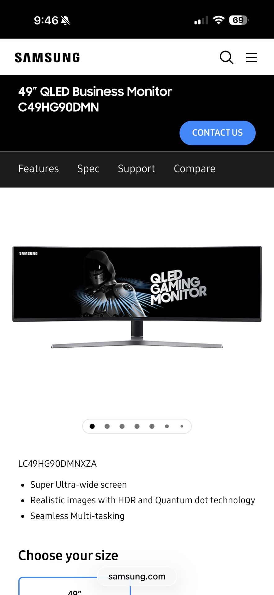 Samsung 49” QLED Monitor - c49hg90dmn