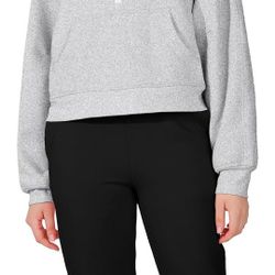 Oversized Hoodies for Women Fleece Lined Cropped Half Zip Sweatshirts Pullover Crop Tops with Thumb Hole

