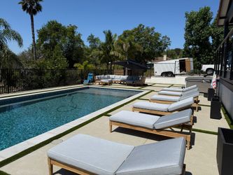 New TEAK Outdoor Patio Wood Furniture Pool Lounger Chase Sunbrella