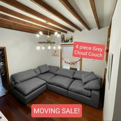 Grey Cloud Couch Modular Sectional Sofa 