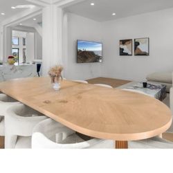 Meridian 120” White Oak Dining Table 
