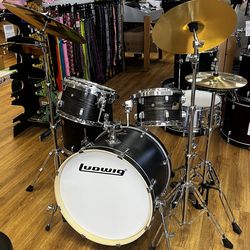 LUDWIG BACKBEAT ELITE 5-PIECE DRUM SET W/CYMBALS MIDNIGHT GRAIN