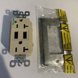 Ivory USB Outlet With Stainless Steel Decor Cover 