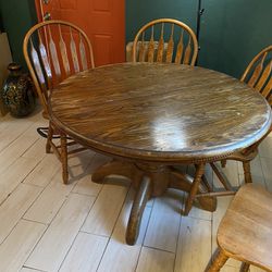 Big Round Wooden Table + 4 Chairs