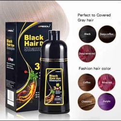 Shampoo con tinte natural para teñir las canas del cabello y barba