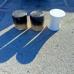 $450 Threshold White and Wooden Color Faux Accent Table Stools