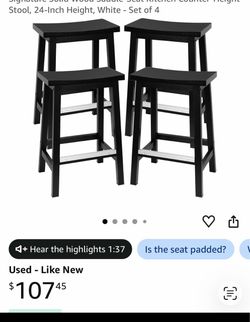 Black Wood Saddle Seat Counter Stools Set of 4