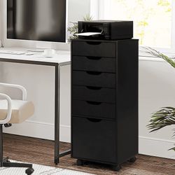 Mobile 5-Drawer File Cabinet with Wheels, Vertical Rolling Storage Organizer for Home Office