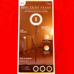 NEW 10" ring light stand 4 ft tripod & phone holder