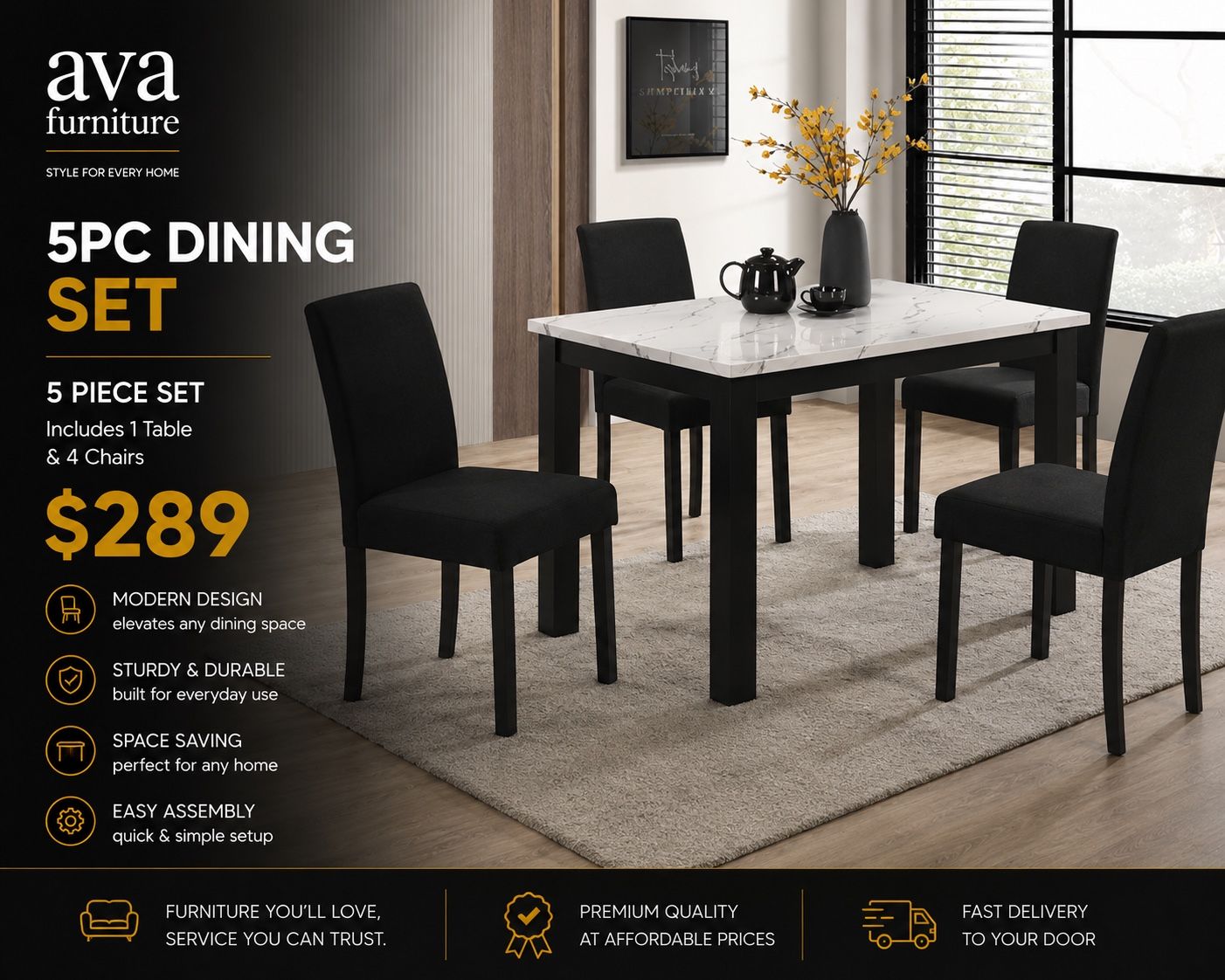 5pc Dining Room Table Set