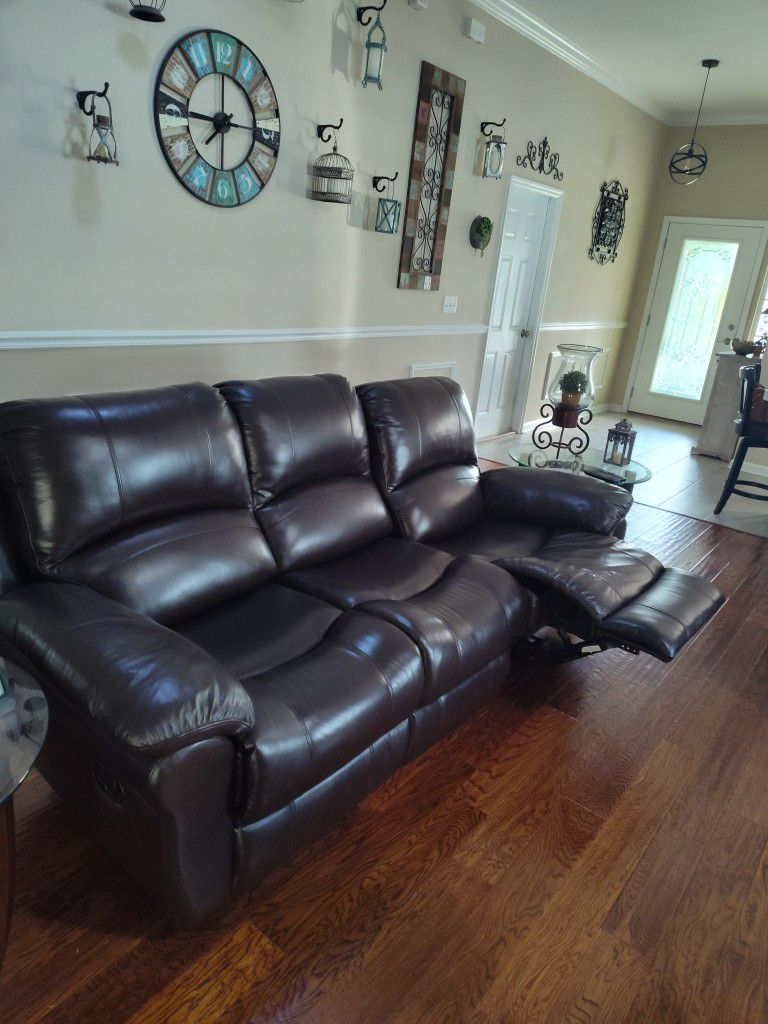 Leather Couch, Loveseat And End Tables