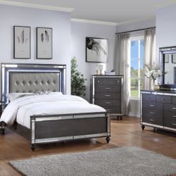 Brand New LED 4 Pc Queen Bedroom Set