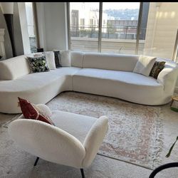 Modern sectional sofa with left chaises + accent Chair 