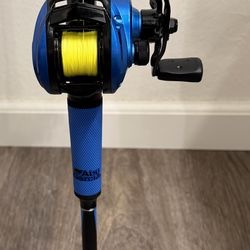 NEW | Never Fished | Abu Garcia Blue Max | Rod & Reel Combo | 30LB Braid | 15LB Leader