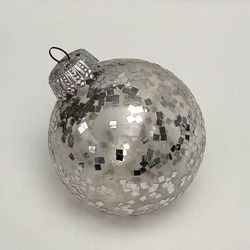 Vintage West Germany Christmas ornament clear glass ball silver confetti flecks