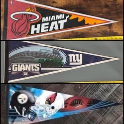 Various Sport Pennants Miami Heat New York Giants Pittsburgh Steelers $3 each 