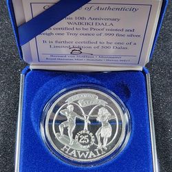 1999 Waikiki dala .999 1oz silver