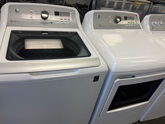 GE TOP LOAD WASHER AND DRYER SET STAINLESS DRUM NO AGITATOR