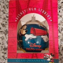 Disney MGM Studios Mickey Mouse Glass Ball Ornament - Rare